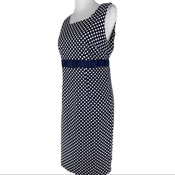 Apart Women's Navy Polka Dot Sleeveless Business Preppy Sheath Dress Size 6/C36 - Picture 4 of 9